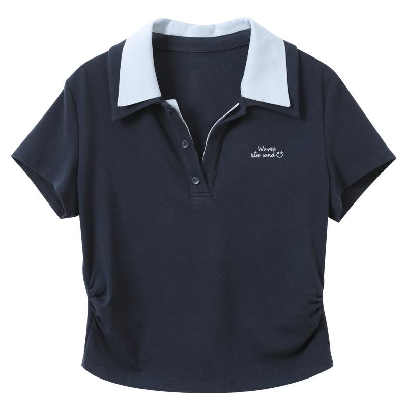 3COLOR Women s Color Block Embroidered Polo T-Shirt L