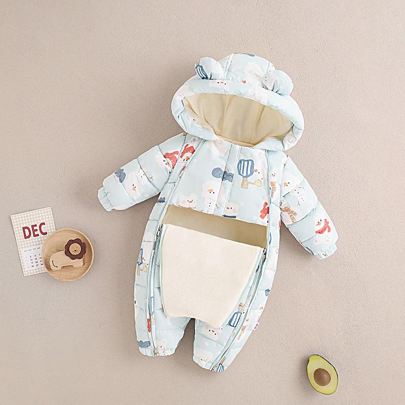 Warmer dicker Fleece Baby Strampler mit langen Ärmeln Neugeborenes Baby Winter Krabbelkleidung