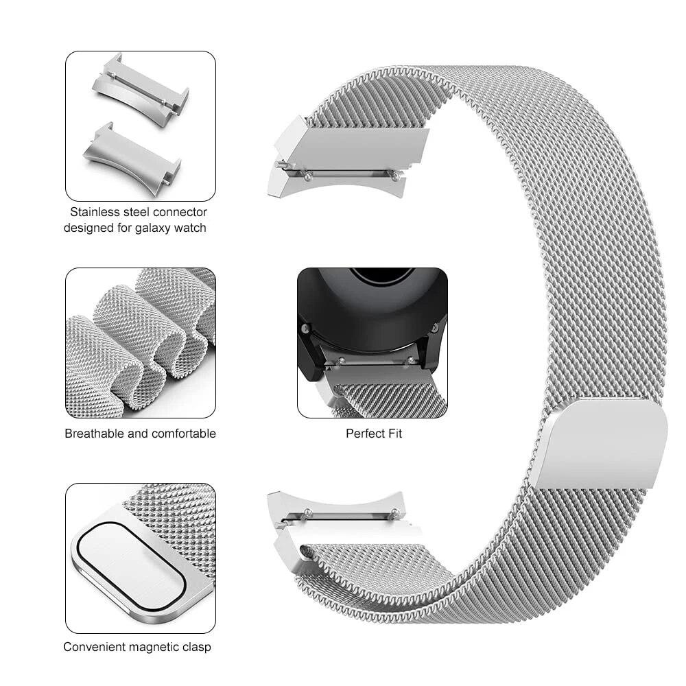 Milanese løkkebånd for Samsung Galaxy Watch 7 6/4/5 pro 44mm 40mm 45mm No Gaps Armbånd for Galaxy Watch 6 klassisk 43mm 47mm stropp
