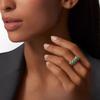 Anel Europeu e Americano com Rebite e Pedra Verde Ouro Rosa 18k Dupla Fileira Bala Moda Luxo Leve Anel de Casal
