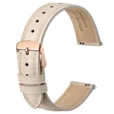 Anbeer 16mm Leather Watch Strap, Quick Release, Elegant Watch Band for Women, Beige with Rose Gold Buckle