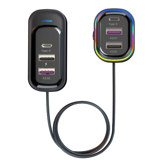 

Автомобильное зарядное устройство Сверхбыстрая зарядка 81 Вт QC3.0 6-портовый удобный удлинительный кабель длиной 1,5 м Автомобильное зарядное устройство Автомобильное зарядное устройство чёрный