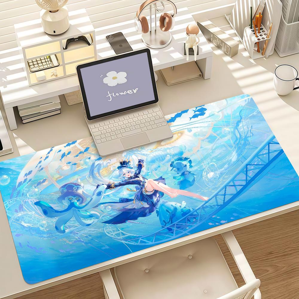 Game Genshin Impact Furina Mouse Pad Anti Slip Rubber Edge Locked Thickened Laptop Gaming Desk Mat