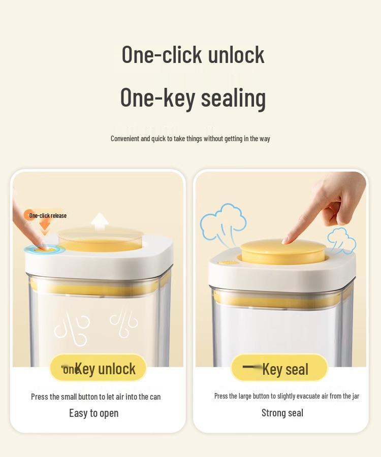 Press-Down Vacuum Seal Food Storage Jar for Coffee Beans & Grains