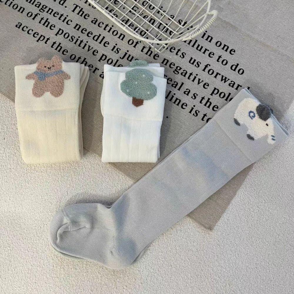 3Pairs Long Tube Infant Cotton Stockings Cotton Cartoon Above Knee Socks Calf Socks Baby  Girls