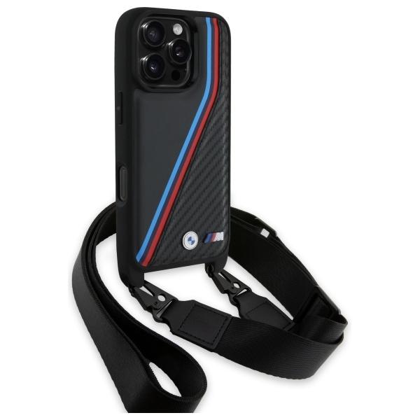 BMW Bmhcp16X23Psvtk Iphone 16 Pro Max    6.9 Black Hardcase M Edition Carbon Tricolor Lines & Strap