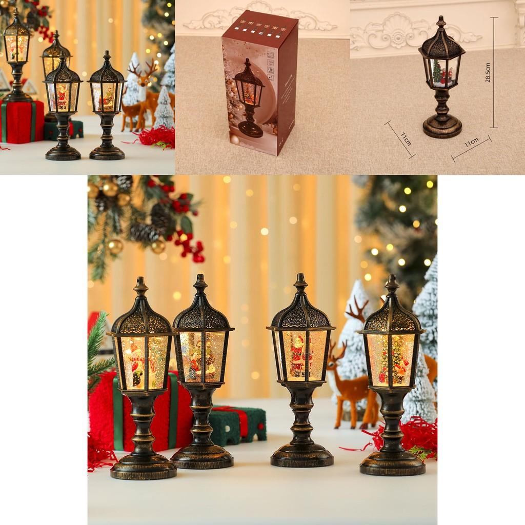 Christmas Snowman Figurine Vintage Table Lamp With Light Music And Snow Effect For Holiday Decor
