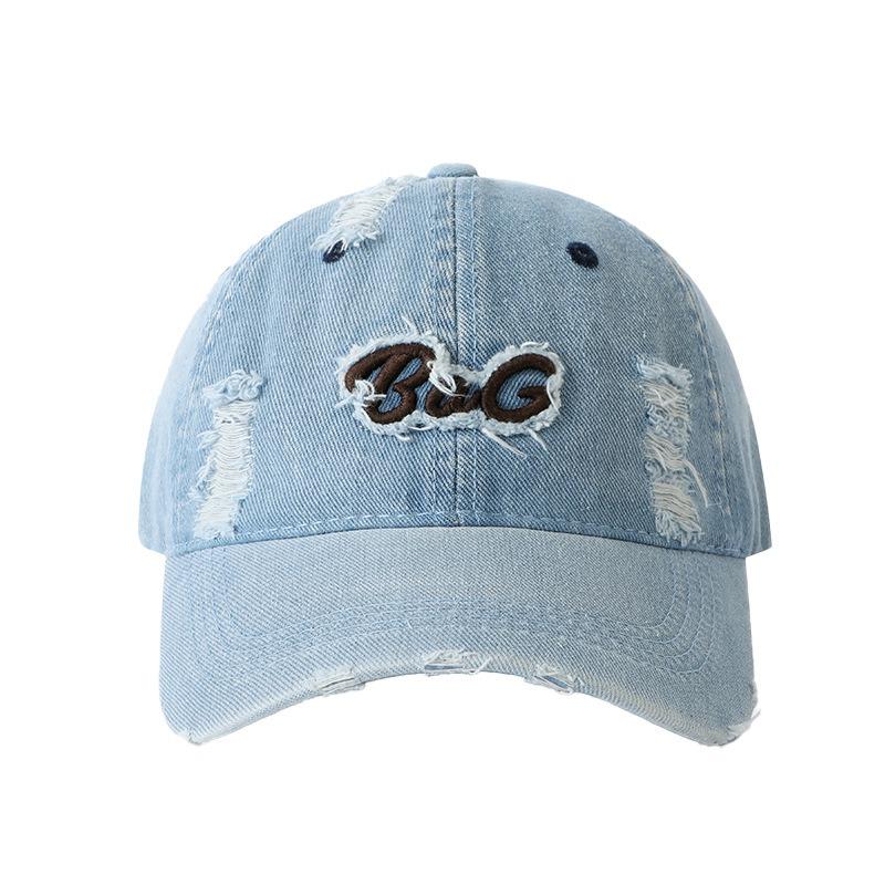 Spring and Autumn New Washed Denim Ripped Baseball Cap Male Alphabet Embroidery Versatile Trend Personalized Fashion Cap