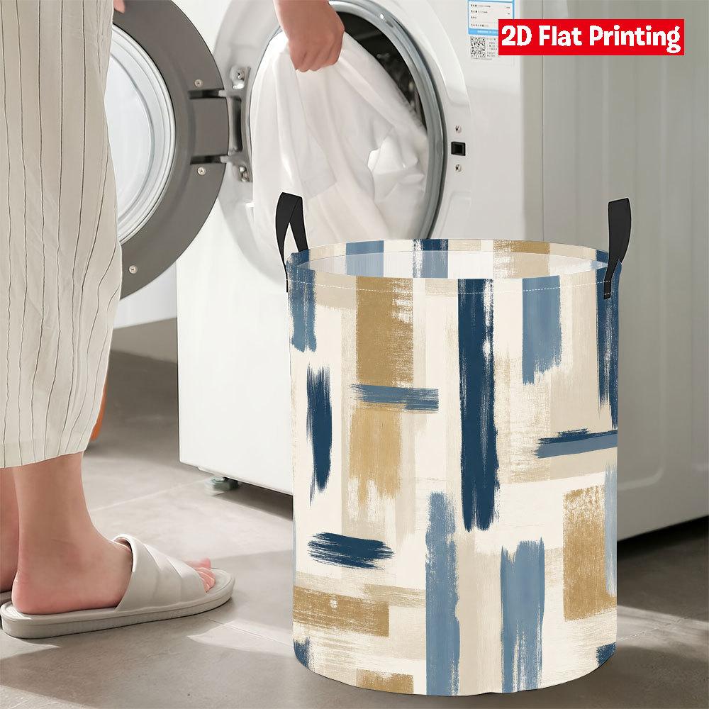 Collapsible Laundry Basket Large Round Waterproof Fabric Hamper Dirty Clothes Storage Bin Toy Organizer with Handles