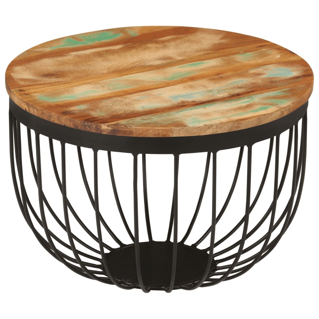 Coffee Table Ø50x35 Cm Solid Reclaimed Wood and Steel