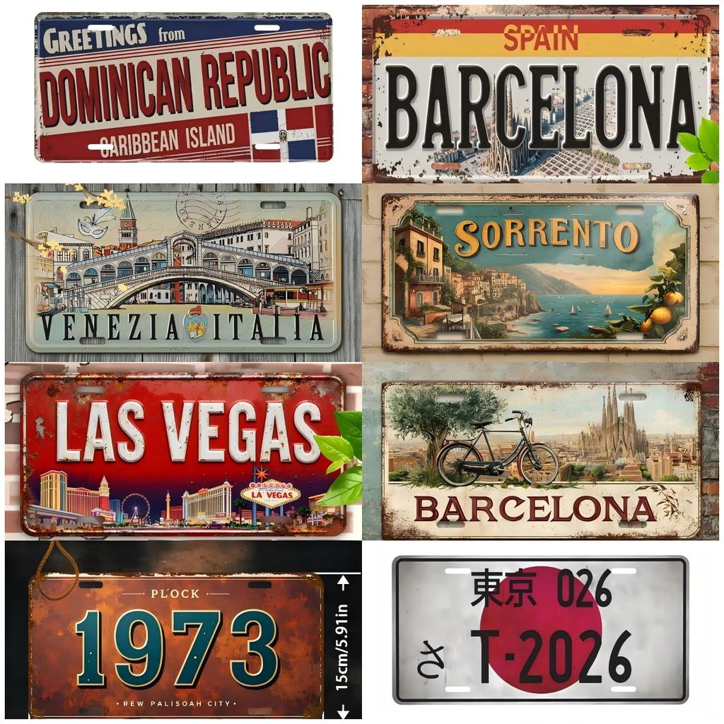 Hochauflösendes Metallblechschild im Vintage-Kennzeichenstil Stadt Jahr Thema Retro Wandkunst Dekor für Zuhause Bar Pub