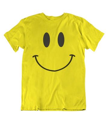 Herren Happy Smiling Face T-Shirt Eco Musik Retro Party Kostüm Geschenk