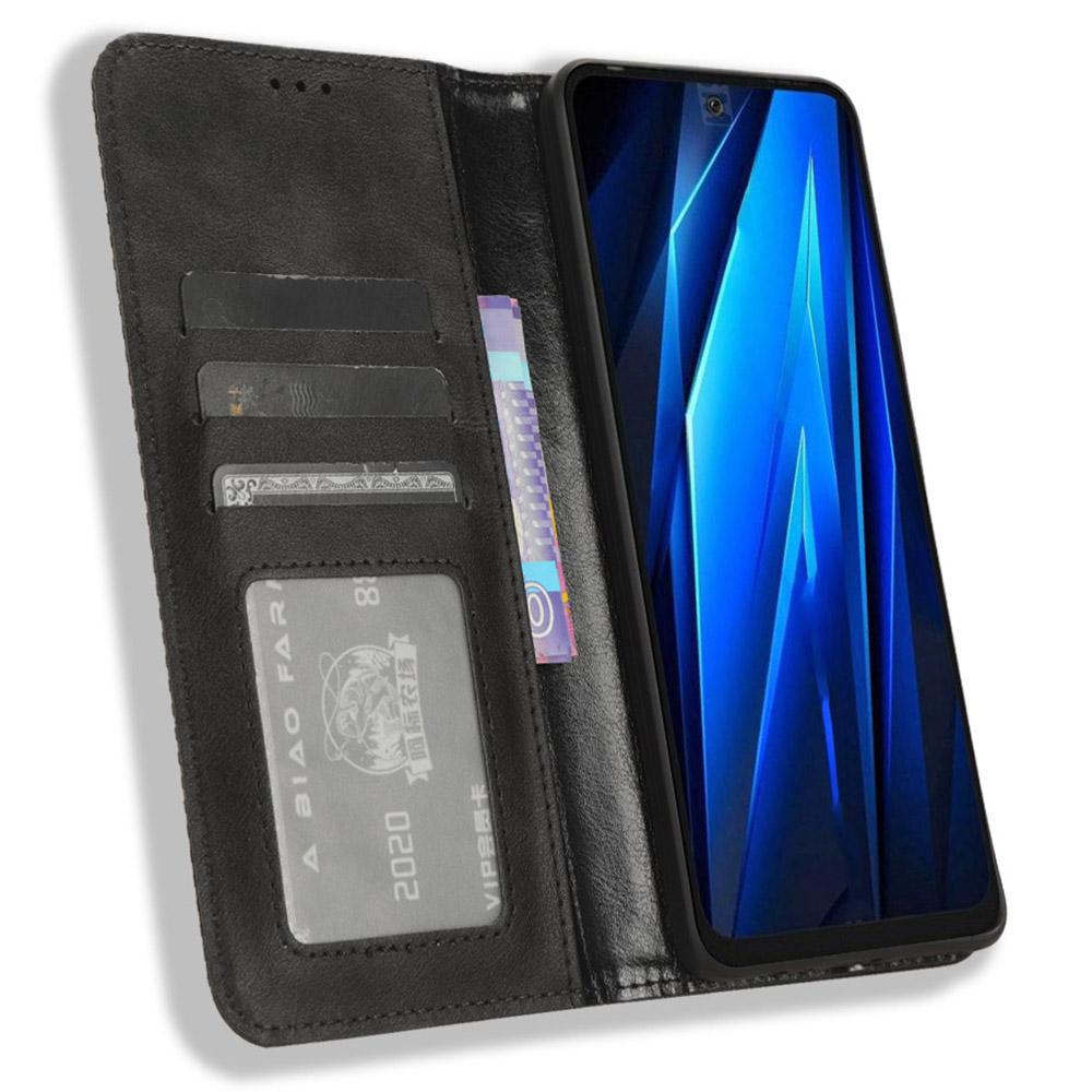 

Magnetic Phone Case for TECNO Pova 5 4G/LH7N Phone Cover Stand Wallet Retro PU Leather Shell Blue