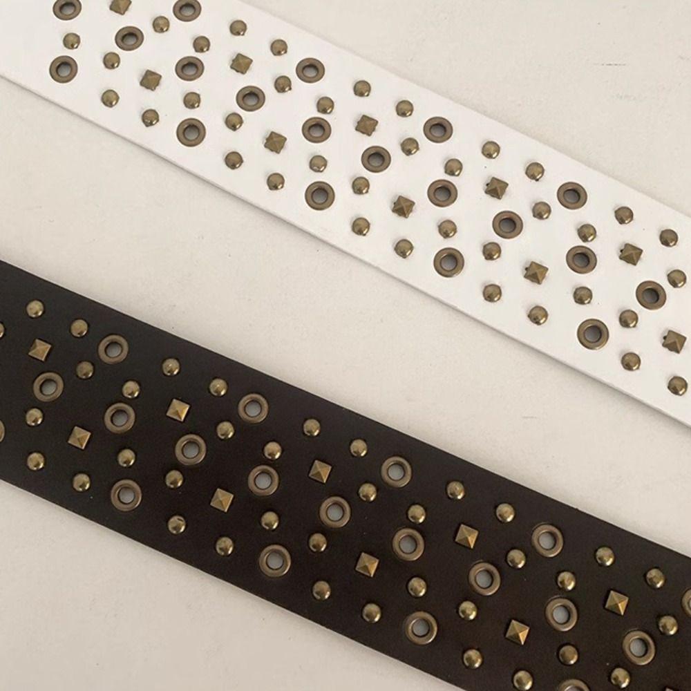 Harajuku Wide Waist Strap Y2K Metal Round Buckle Waistband Fashion Trouser Dress Belts