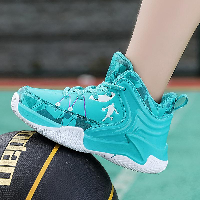 2025 New Leather Boys Shoes Spring and Autumn Breathable Children's Basketball Shoes Sports Shoes Medium Older Boys Shoes