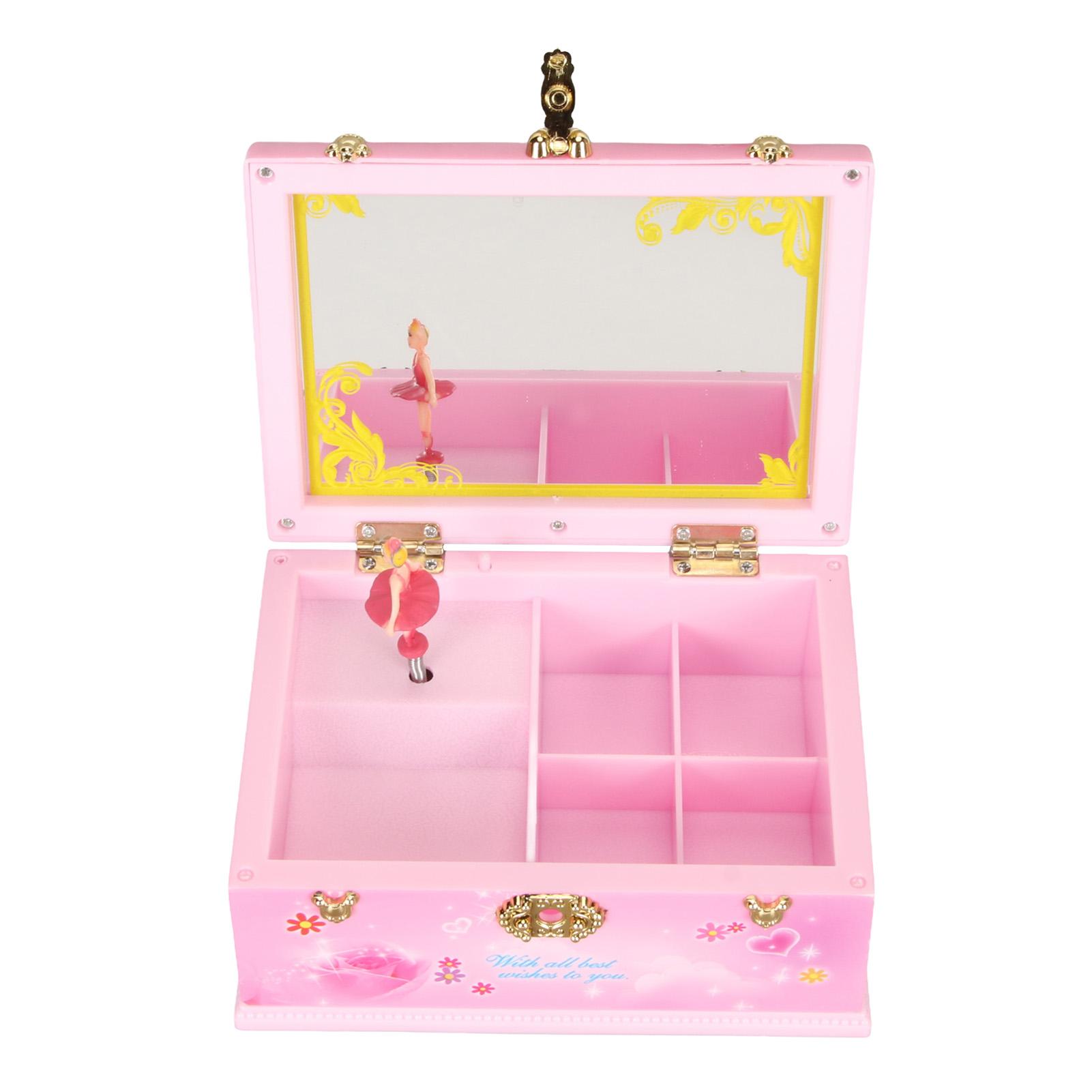 

Музыкальная шкатулка для украшений, большое пространство, зеркальный дизайн, музыкальный органайзер для украшений с ручкой для детского ожерелья