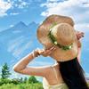Holiday Wind Flower Woven Straw Hat Female Summer Seaside Big Brim Showing Face Small Bucket Hat Beach Pastoral Visor