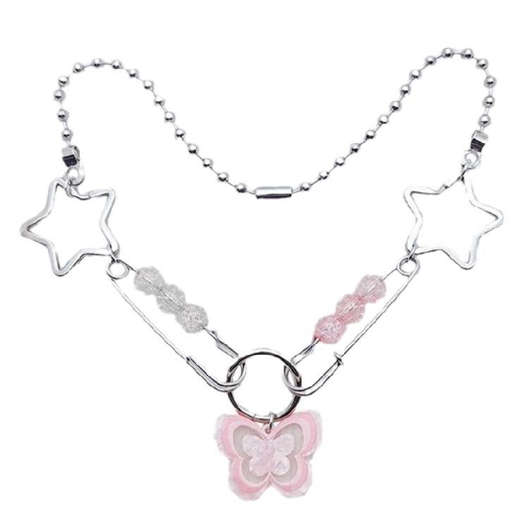 Fashion Star Butterfly Pendant Necklace Y2K Choker Party Jewelry Chain Choker 1