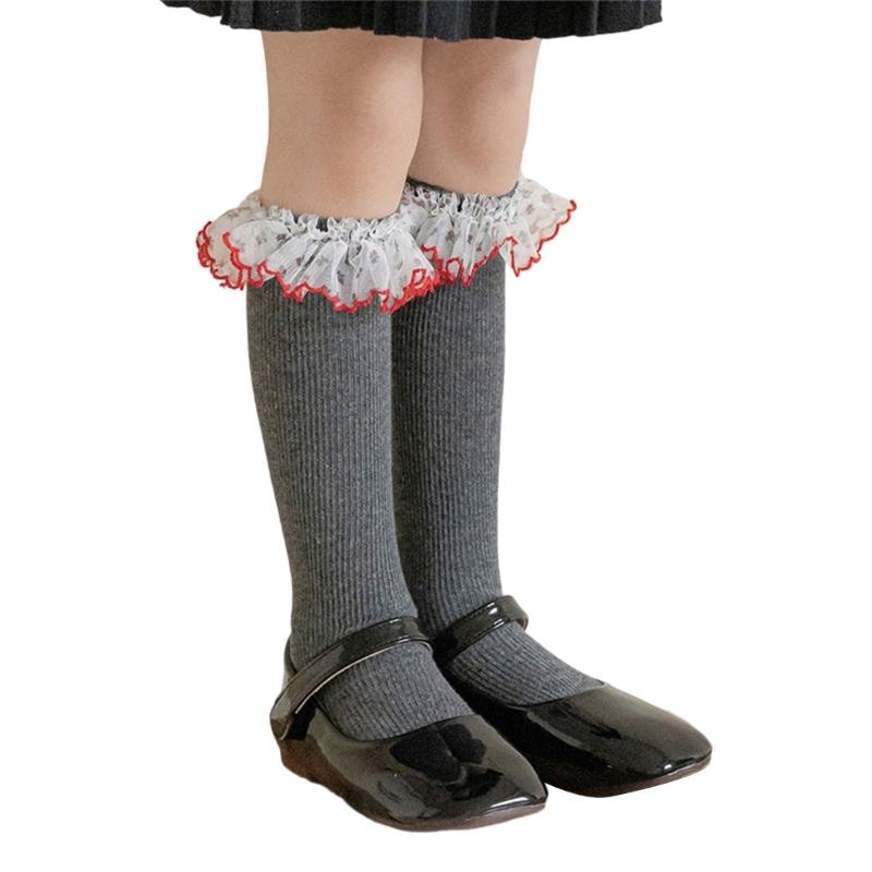 Lace Ruffle Socks Calf Socks for Teen Girls 3-13 Year Long Leg Warmer Knee Stockings Fashion Children Socks