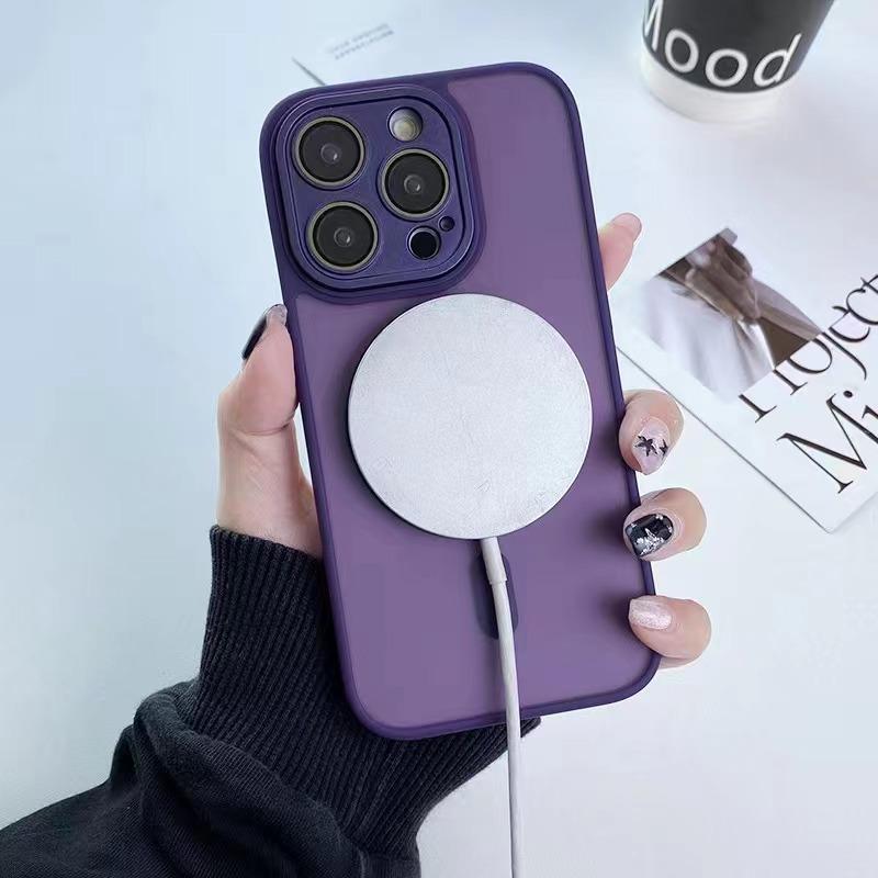 Applicable To Apple 15 Magnetic Charging Mobile Phone Case Matte 13proMax Full-inclusive IPhone 14 Simple Anti-fall Protection Case
