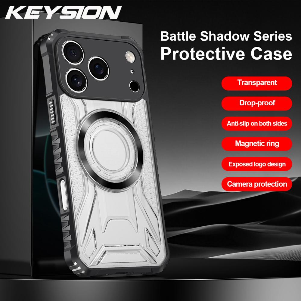 KEYSION Transparent Magnetic Case for iPhone 17 Pro Max Soft Silicone+PC Heavy Duty Shockproof Phone Cover for iPhone 17 17 Air