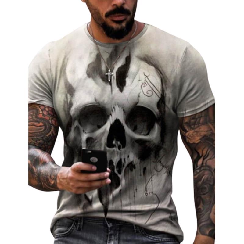 Ny sommar herr mode t-shirt personlighet gyllig döskalle tryckt herr t-shirt topp