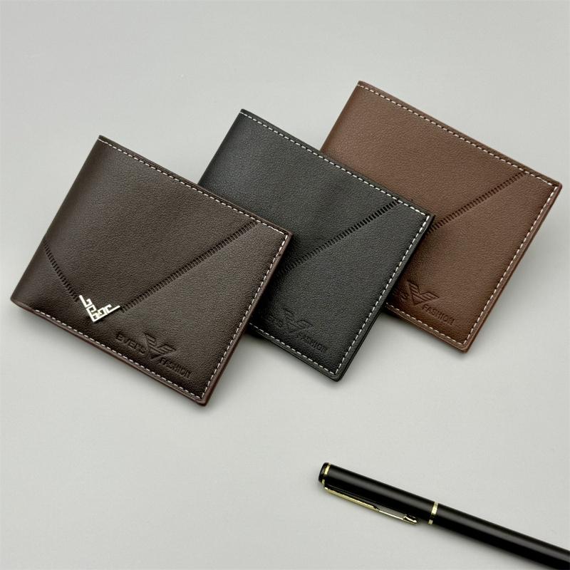 Men Short Bifold Wallet PU Leather Slim Card Holder Zipper Design Business Wallet with ID Window Coin Pocket