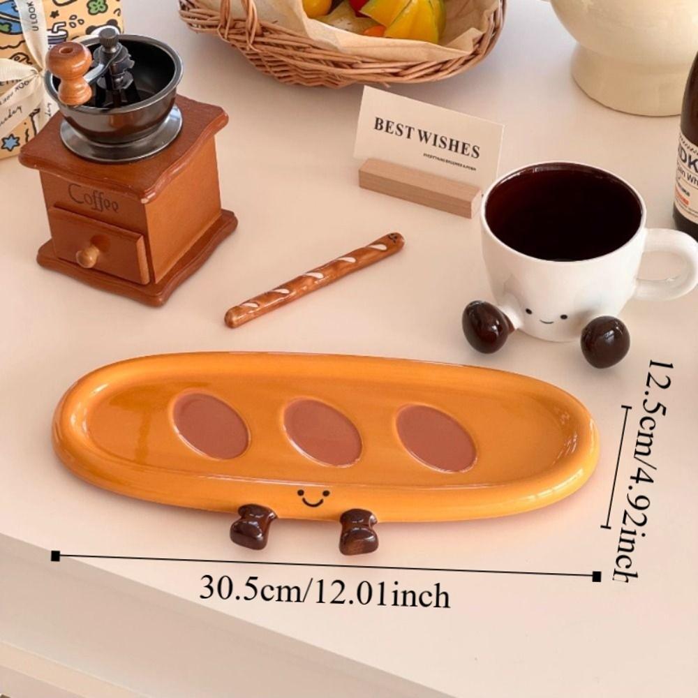 Hand Painted Cake Tray 3D Baguette Snack Plate Unique Breakfast Plate  Home