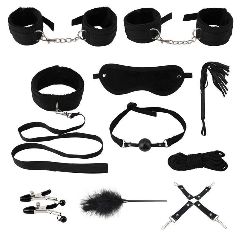 BDSM Bondage Restraint Set Sex Handcuffs Whip Anal Beads Butt Plug Anal Plug Bullet Vibrator Sex Toys for Woman Adult S&M