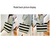 Versatile Striped Canvas Beach & Shopping Bag with Lightweight Cotton Rope Handles