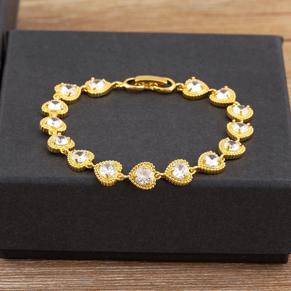 

Nidin Light Luxury Love Heart Shape Inlaid Colorful/White Zircon Chain Bracelets For Women Girl Elegant Aesthetic Jewelry Gifts білий