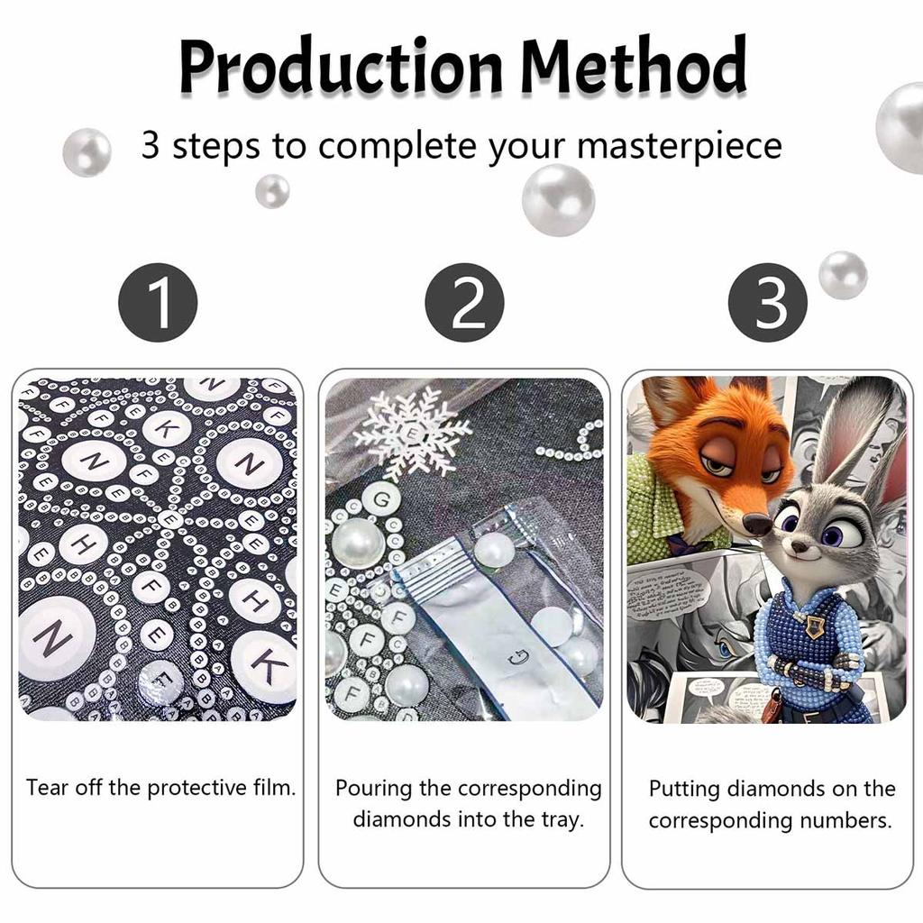 Disney Pearl Art DIY Nick  Judy Creative Pearl Style Artwork Pearl Gemstone Painting for Home Wall Decor Crafts