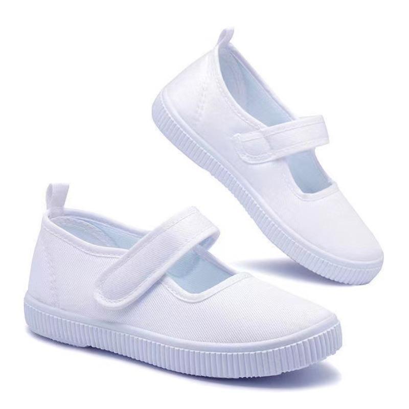 New children's canvas shoes girls little white shoes boys sports shoes kindergarten indoor primary school students white sneakers