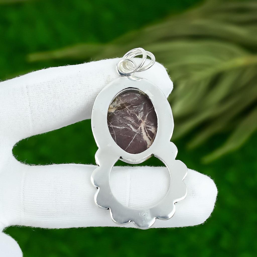 Mothers Day Sale Oval Natural Coconut Jasper Bezel Wedding Pendant 925 Silver