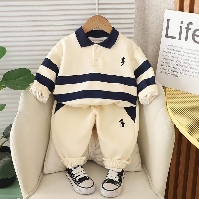 Kinderbekleidung Kinder-Hoodie-Set Herbst Casual Poloshirt Bestickt Jungen Herbst-Hoodie Zweiteiliges Set