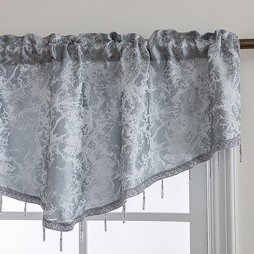 1PC Nuan Series Vintage Luxury Bead String Decorative Valance Jacquard Short Window Valance for Living Room Bedroom Home Decor
