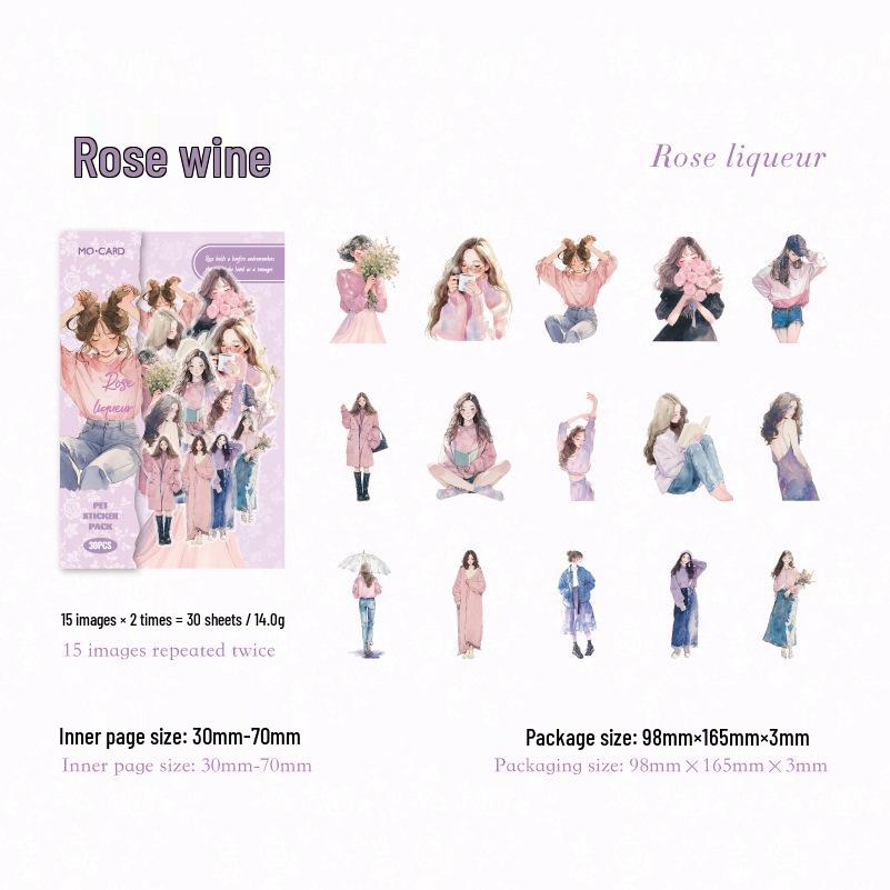 Momo PET Sticker Pack: Urban Casual Characters Journal Theme, 30 Sheets, 6 Designs