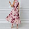 1116 summer European and American women's clothing, rose-printed waist dress, casual vacation lace dress
