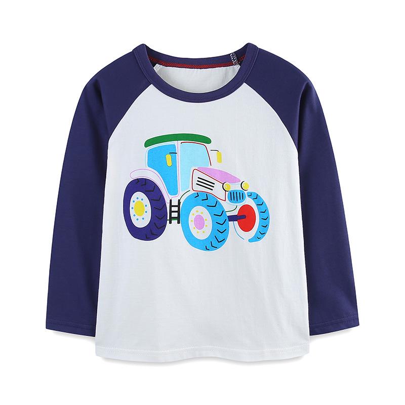 New Autumn Boys Car Print Long Sleeve T-shirt - European American Style, Round Neck for Kids 100cm