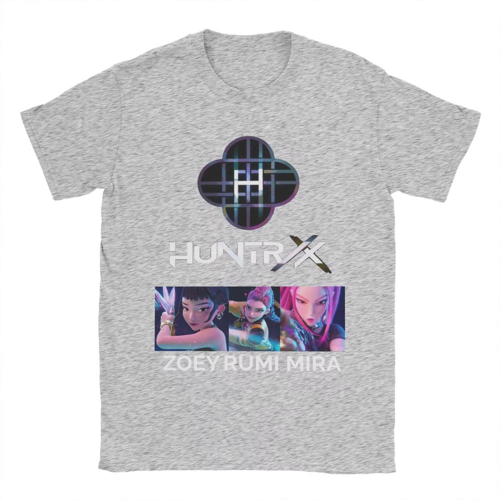 K-POP Demon Hunters T Shirt Beach Huntrix with Logo Name Harajuku T Shirts Men Cotton Plus Size Clothing Women Short Sleeve Tops