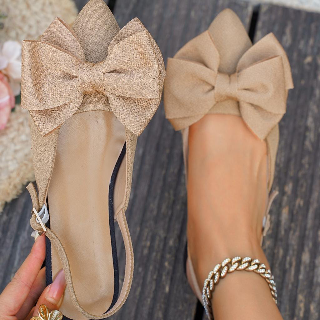 Women Sandal Summer Flat Bow Mules – Pointed Toe, Closed-Toe, Open-Back Plus Sizes
