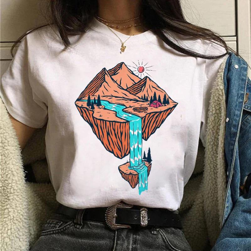 Forest Mountain Unisex T Shirt Fashion summer T-shirts Lady Tshirts Tee Y2K Tops Harajuku White Casual FeUnisex T Shirt girl