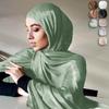 Einfache Glitzernde Seidengefühl Satin Schals Schal Glitzer Schimmer Wickeltuch Strand Überwurf Stola Bufandas Muslimischer Hijab 180*70cm