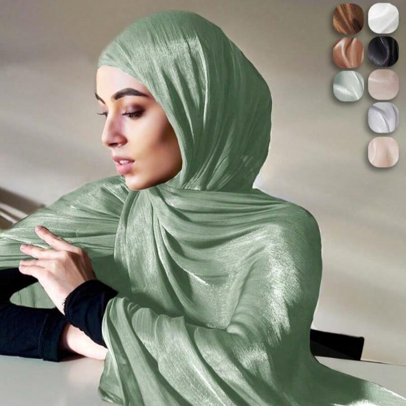 Einfache Glitzernde Seidengefühl Satin Schals Schal Glitzer Schimmer Wickeltuch Strand Überwurf Stola Bufandas Muslimischer Hijab 180*70cm