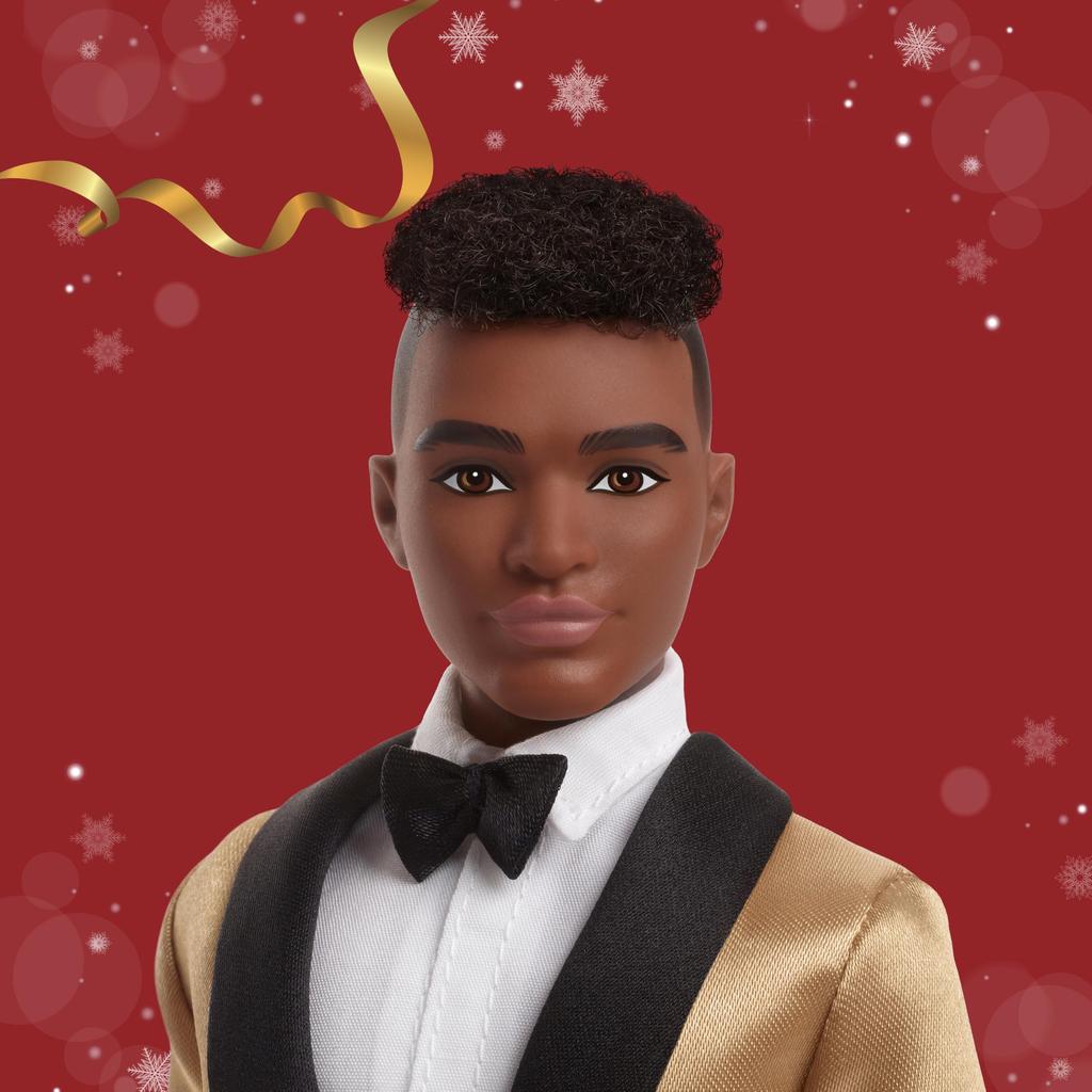 Barbie Holiday Dark Brown Signature Pretend Ages JGK57 Ken, Hair, Black, Dress-Up Doll/House, Play, 6+, Gold,