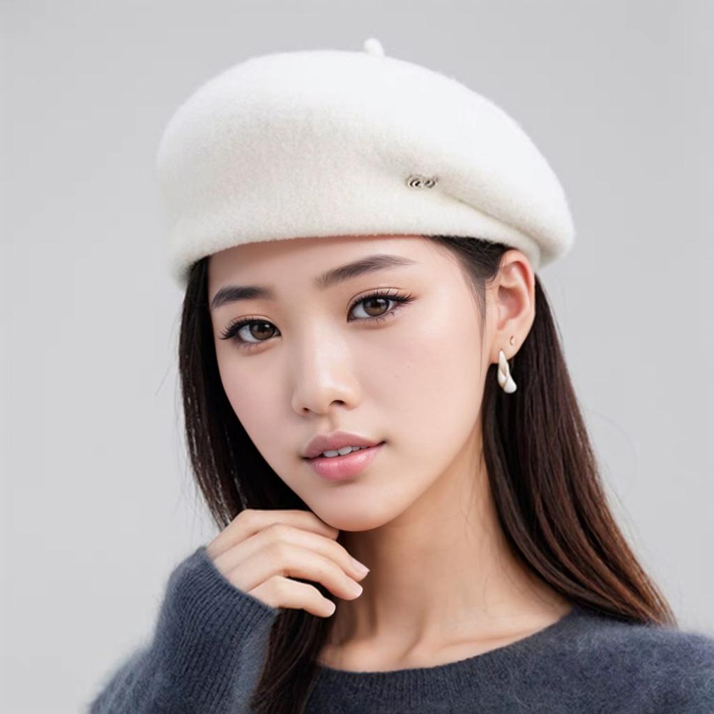 New Three Dimensional Shaped and Elegant Autumn and Winter Beret Women's Versatile Wool Octagonal Hat Showing Face Little Retro Painter Hat