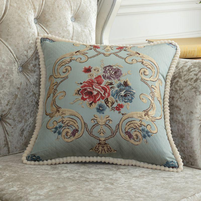 4858cm Luxury European Embroidery Pillowcase Square Throw Pillow Cover Home Office Decoration Car Sofa Seat Cushion Cover 48x48cm 3340₽