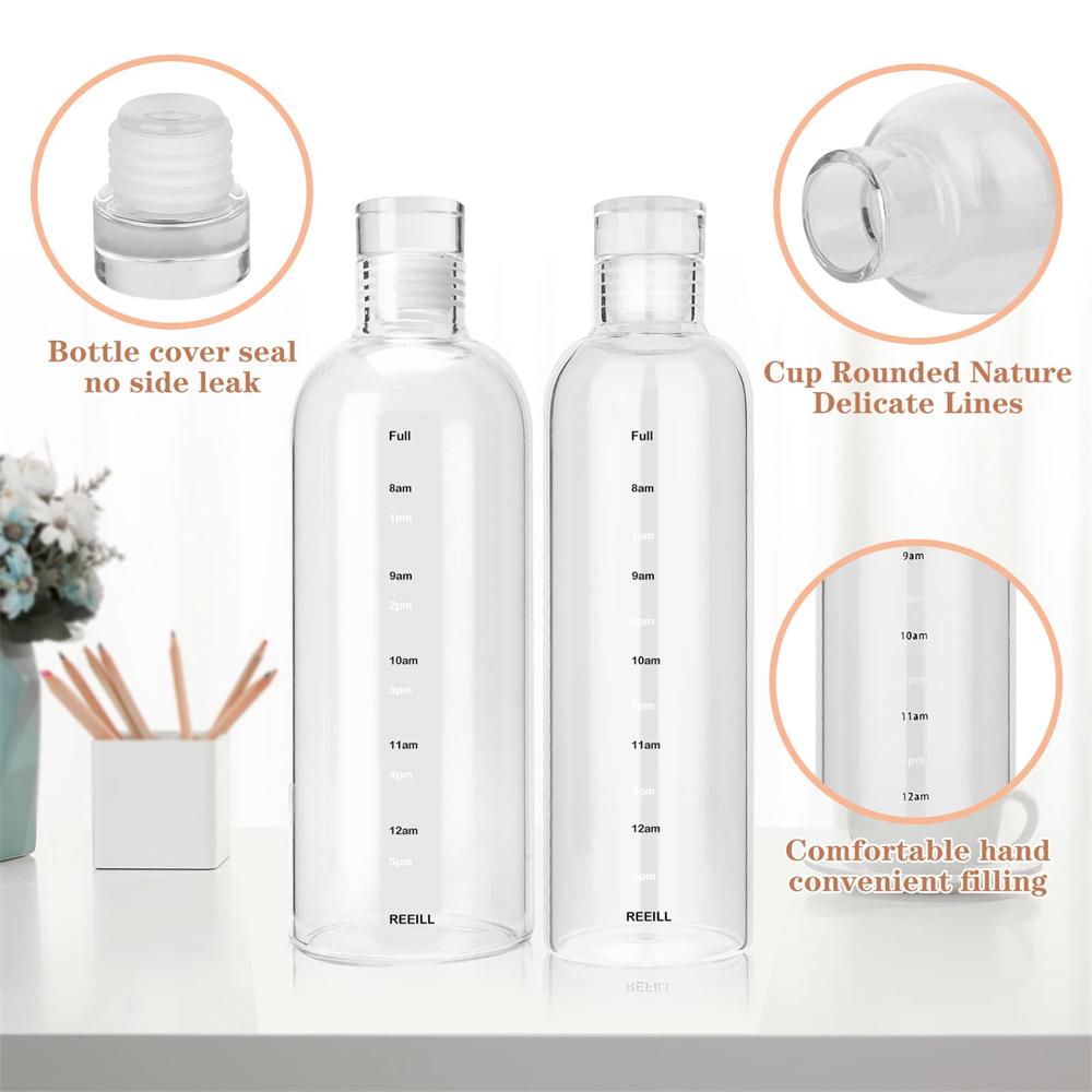 111/711ml Water Bottle With Time Marker Cover For Water Drink Large Capacity Plastic Transparent Milk Juice Cup Birthday Gift
