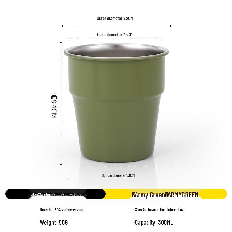 Hejiangshi HJS064 Outdoor Folding 304 Stainless Steel Stackable Cup