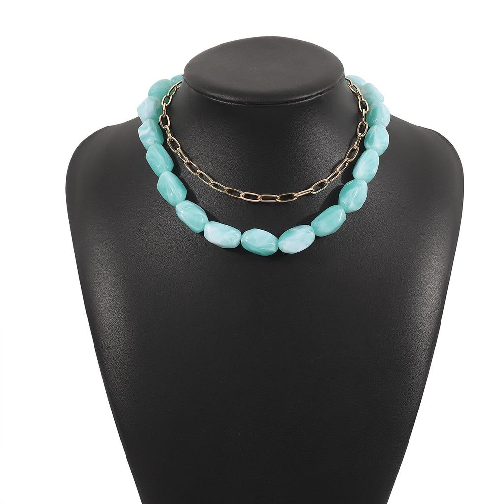 Collana estiva in resina con perline Dopamina Senso del design Colore di nicchia Choker impilato a mano